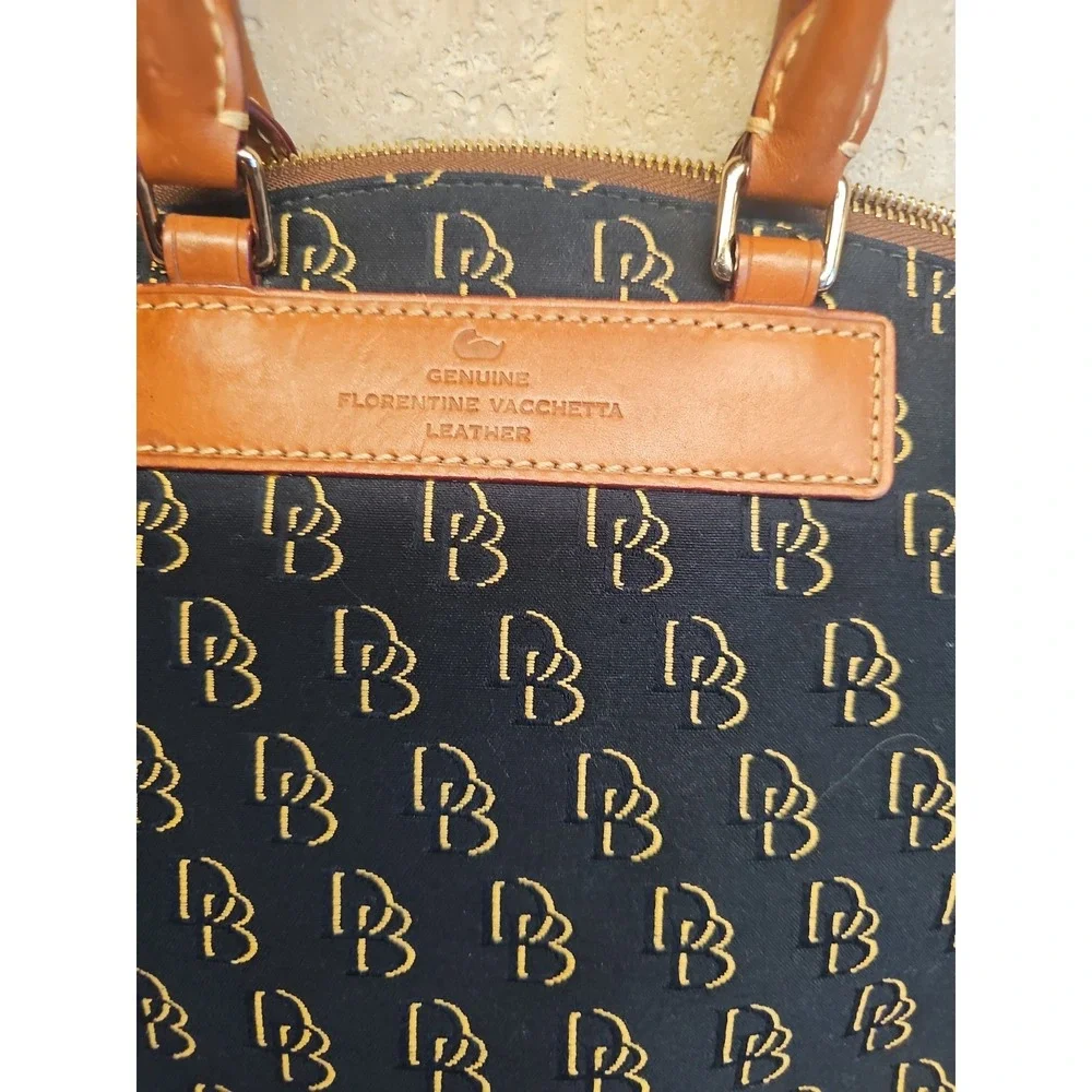 Dooney & Bourke Shadow Satchel Medium Monogram Blue Brown Florentine